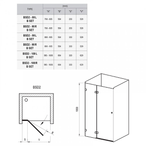 Душові двері BSD 2-90 A-R