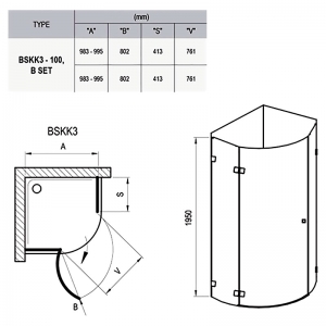 Душова штора BSKK 3-100 L Transparent