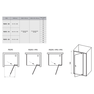 Душевые двери PDOP 2-120 Transparent+белый