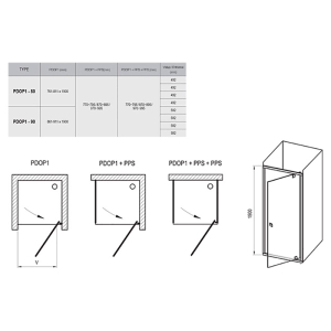 Душові двері PDOP 1-80 Transparent+білий