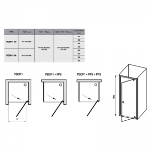 Душові двері PDOP 1-80, транспарент