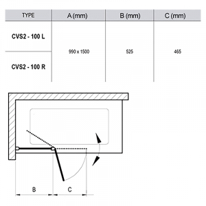 Шторка на ванну CVS 2-100 R