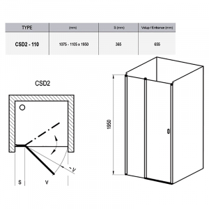 Душевая дверь CSD 2-110 Transparent+белый