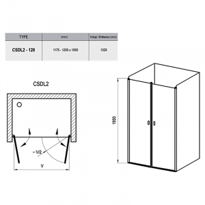 Душевая дверь CSDL 2-120 Transparent+сатиновый