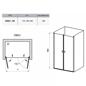 Душевая дверь CSDL 2-120 Transparent+белый