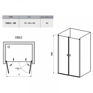 Душові двері CSDL 2-100 Transparent + білий