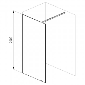 Душова стінка Walk-In 100 Transparent+чорний