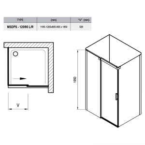 Душова кабіна MSDPS 120/90 L Transparent