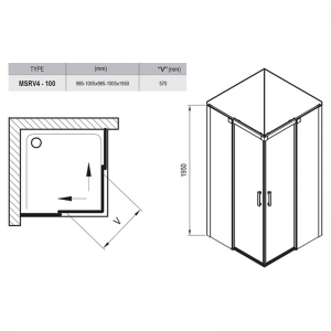Душова кабіна MSRV4 100/100 Transparent + сатиновий