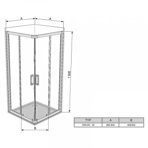 Душевая кабина 10° 10RV2K-90 Transparent+белый