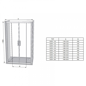 Душові двері 10 ° 10DP4 140 Transparent