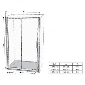 Душові двері 10 ° 10DP2 110 Transparent + сатин