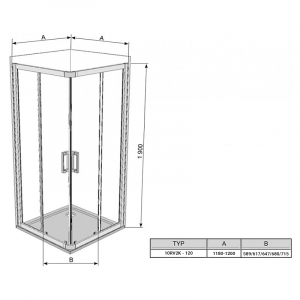 Душова кабіна 10 ° 10RV2K-120 Transparent