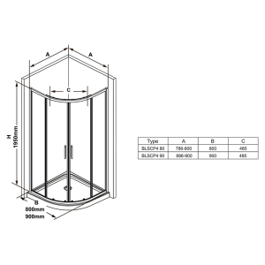 Душевая штора BLSCP 4-90 Transparent