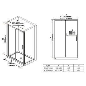 Душові двері BLSDP 2-100 Transparent