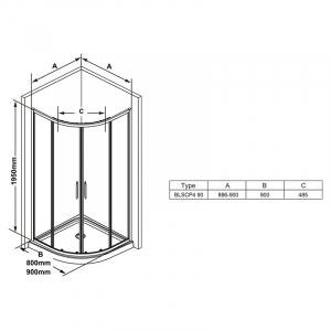 Душевая штора BLSCP 4-90 Transparent+черный