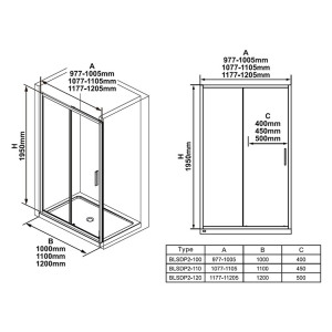 Душові двері BLSDP 2-100 Transparent