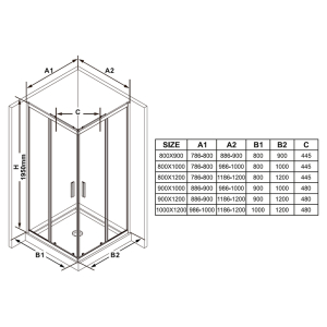 Душова штора BLSRV2K-100 Transparent