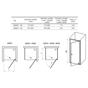 Душові двері NDOP 1-90 Transparent