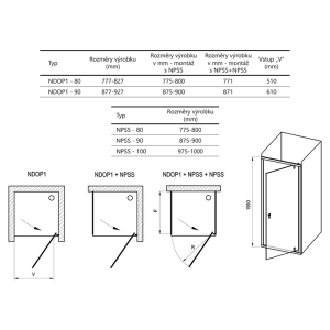 Душові двері NDOP 1-80 Transparent