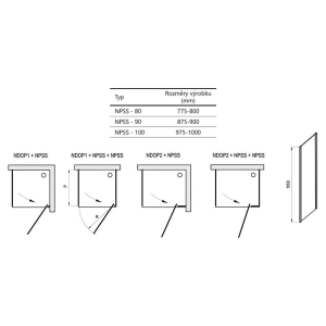 Душова стінка NPSS-80 Transparent+білий