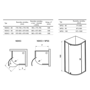 Душевая штора NSKK3-90 Transparent+черный