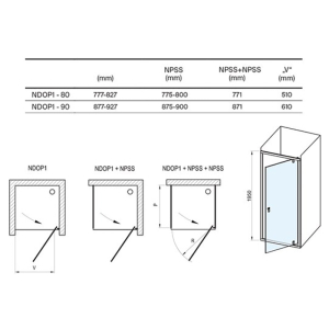 Душові двері NDOP 1-90 Transparent-cатін