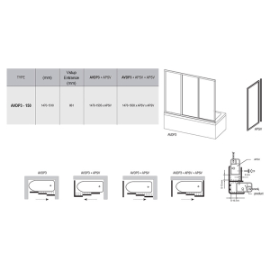 Штора для ванны AVDP 3-150 Transparent+белый