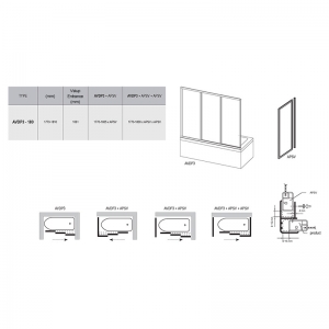 Штора для ванны AVDP 3-180 Transparent+сатиновый