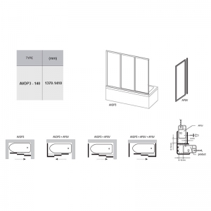 Штора для ванны AVDP 3-140 Transparent+белый