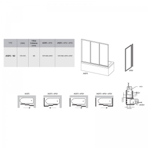 Штора для ванны AVDP 3-160 Transparent+белый