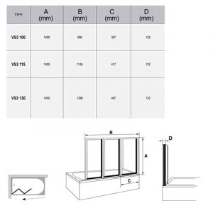 Штора для ванны VS 3 115