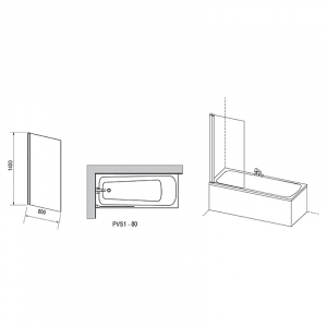 Шторка для ванни PVS 1-80 чорний