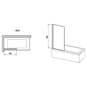 Шторка для ванны NVS 1-80