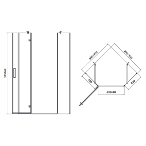 Душова штора Jota 90x90 L