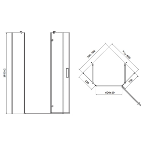 Душевая штора Jota 90x90 R