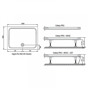 Поддон Gigant Pro 90x120 Chrome