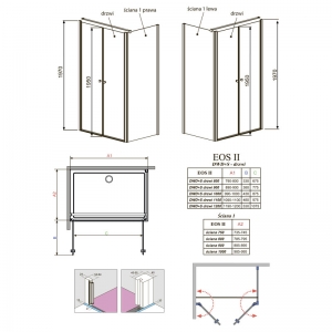 Душова стінка Eos II DWD + S S1 90R