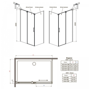 Душова стінка Espera KDJ S 80R