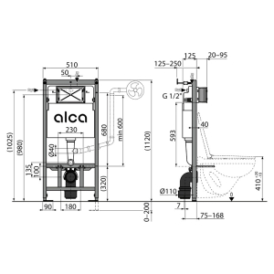 Инсталляционная система AM101/1120 с кнопкой M578 и прокладкой M91