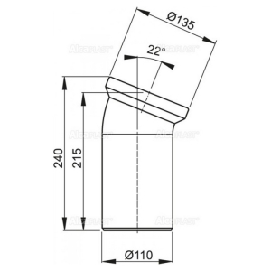 Отвод 22° для унитаза