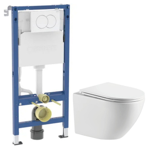 Инсталляция Duofix с кнопкой Delta 01 458.133.21.3 + чаша унитаза Atlas Tornado с сиденьем A0495TQ3L