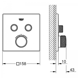 Внешняя монтажная часть Grohtherm SmartControl