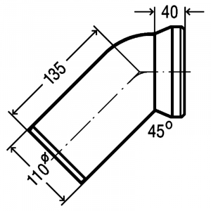 Отвод 45° для унитаза