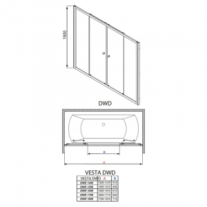 Шторка на ванну Vesta DWD 150