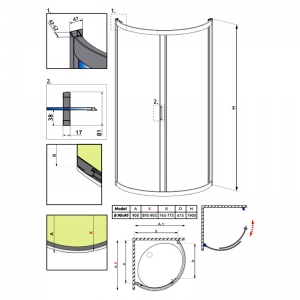 Душова штора Premium Plus B 90x90 матова