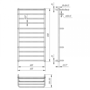 Полотенцесушитель Люксор 120х60