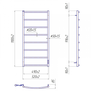 Полотенцесушитель Классик HP-IT 109x53 с таймером, правый