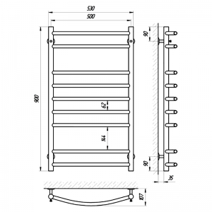 Полотенцесушитель Классик П9 50x90 правый, хром