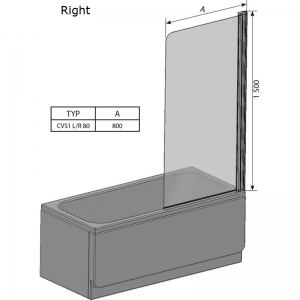 Шторка на ванну CVS 1-80 R